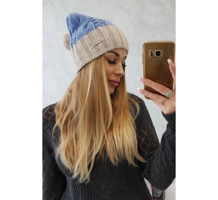 Paris fleecová čepice K212 modrá+béžová