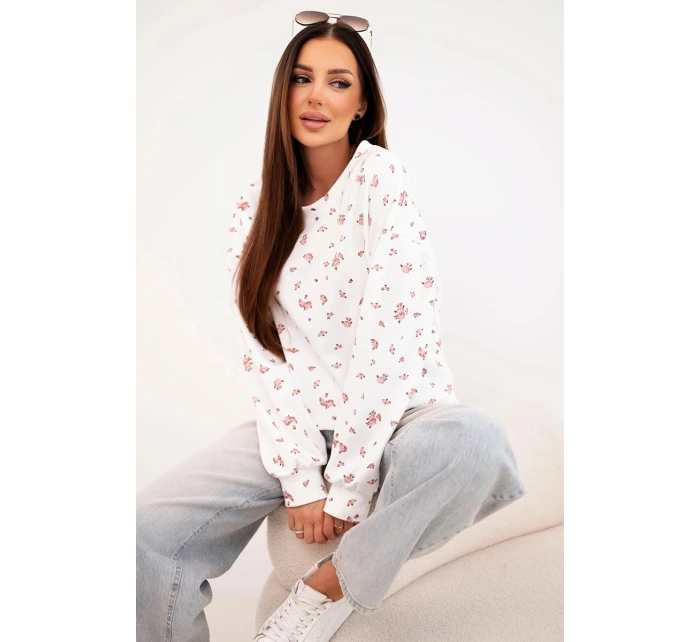 Dámská viskózová mikina s dlouhým rukávem v  bílá model 21924557 - K-Fashion
