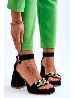 Dámské semišové sandály s podpatky Lewski boty Černá model 21616060 - Boto Dámské semišové sandály s podpatky Lewski boty Černá model 21616060 - Boto