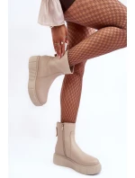Dámské kožené boty na platformě Bežové model 21633565 - Zazoo