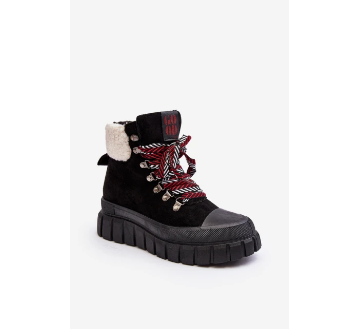 Zateplené boty trapery na tlusté podrážce černé model 21642871 - Boto Zateplené boty trapery na tlusté podrážce černé model 21642871 - Boto