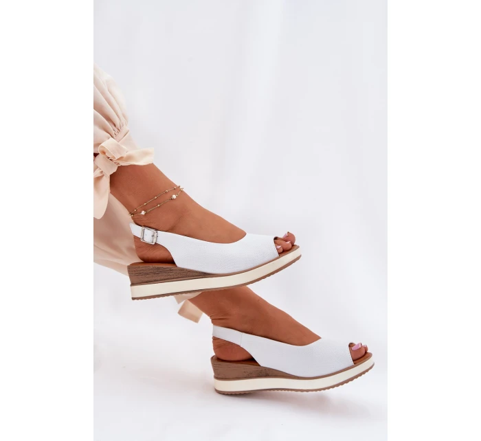 Kožené Sandály Na Klínu Artiker 56C2317 Bílé