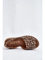 model 21697372 Kožené Nazouvací Sandály Leopardí - Zazoo model 21697372 Kožené Nazouvací Sandály Leopardí - Zazoo