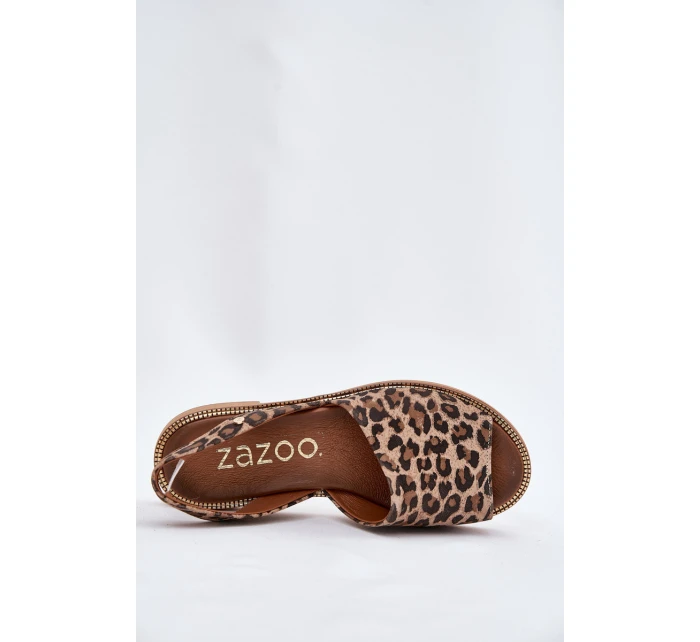 model 21697372 Kožené Nazouvací Sandály Leopardí - Zazoo model 21697372 Kožené Nazouvací Sandály Leopardí - Zazoo