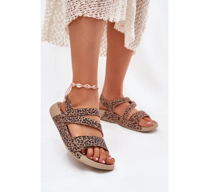 Dámské Kožené Sandály model 21698634 Leopard - Zazoo