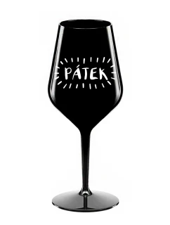 PÁTEK - černá nerozbitná sklenice na víno 470 ml