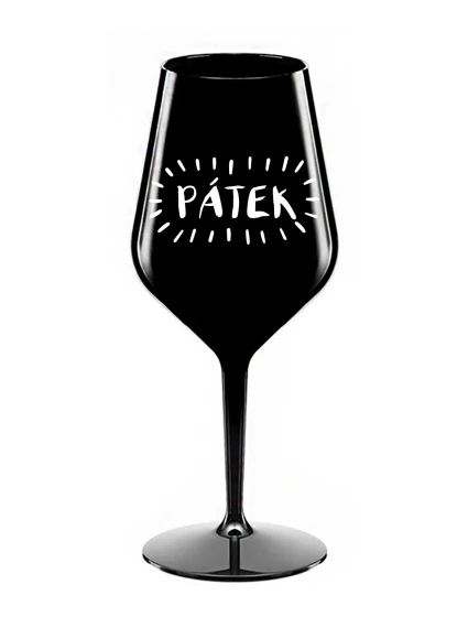 PÁTEK - černá nerozbitná sklenice na víno 470 ml