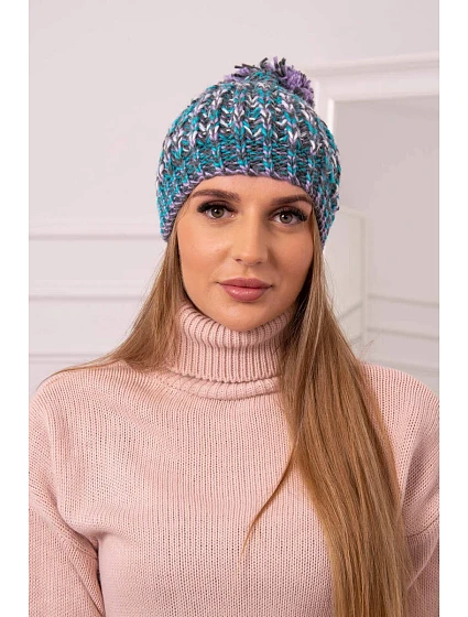 Dámská čepice s bambulí  tyrkysová model 18751895 - K-Fashion