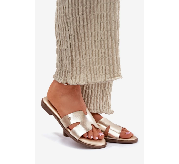 Dámské Plátěné Sandály Z Eko Kůže Zlaté Firvania Dámské Plátěné Sandály Z Eko Kůže Zlaté Firvania