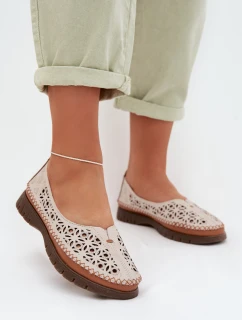 Dámské krajkové baleríny z přírodní kůže Sergio Leone SP-006 šedé