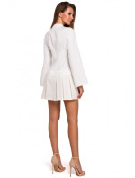 K021 Mini šaty s projmutým spodním lemem - ecru barva