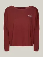 Dámské tričko s dlouhým rukávem UW0UW04153 DW5 kaštanové - Tommy Hilfiger