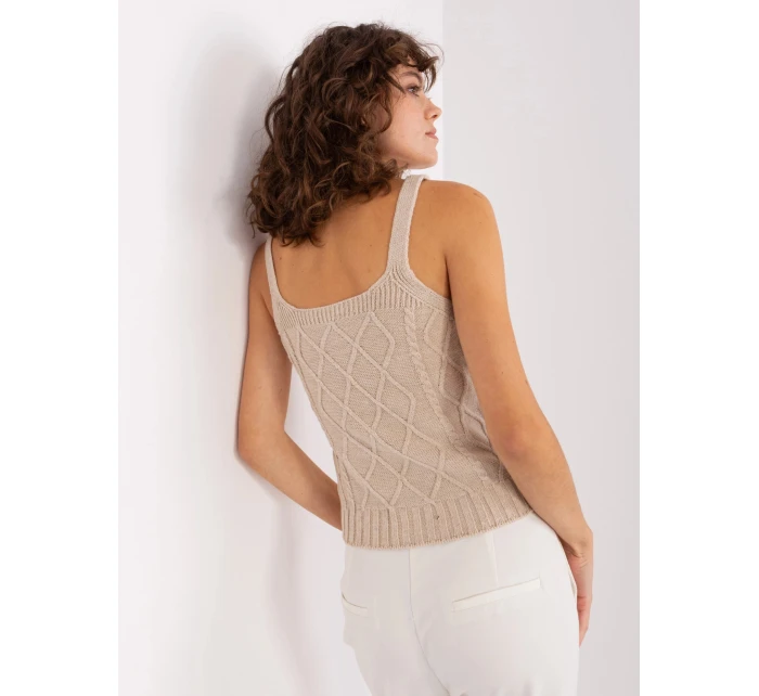 Béžový dámský dvoudílný komplet - top a svetr (8019)