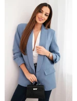Elegantní sako s klopami model 21819283 modré - K-Fashion Elegantní sako s klopami model 21819283 modré - K-Fashion