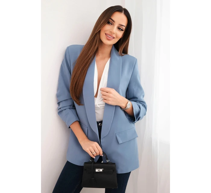 Elegantní sako s klopami model 21819283 modré - K-Fashion Elegantní sako s klopami model 21819283 modré - K-Fashion
