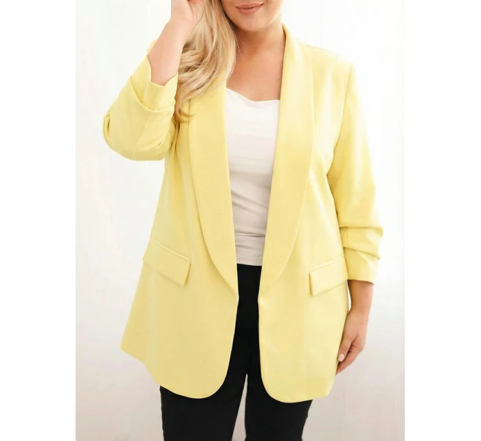 Dámská elegantní velikost Plus Size bunda žlutá