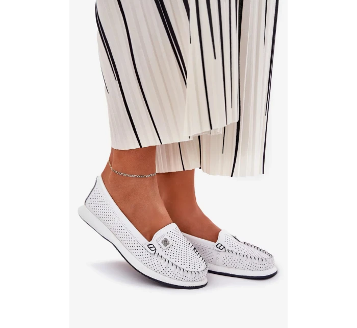 Dámské kožené mokasíny S.Barski – bílé