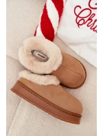 Dámské pantofle s kožíškem – camel Eveline Dámské pantofle s kožíškem – camel Eveline