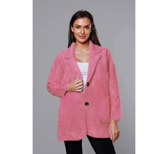 Krátký vlněný přehoz přes oblečení typu alpaka v lososové barvě model 18059153 - MADE IN ITALY