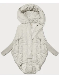 Dámská oversize bunda v barvě ecru s rukávy l 21248876 - WAY MODE