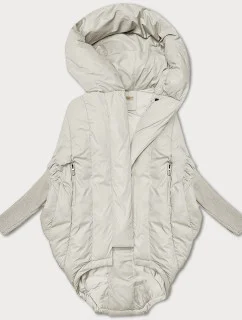 Dámská oversize bunda v barvě ecru s rukávy l 21248876 - WAY MODE