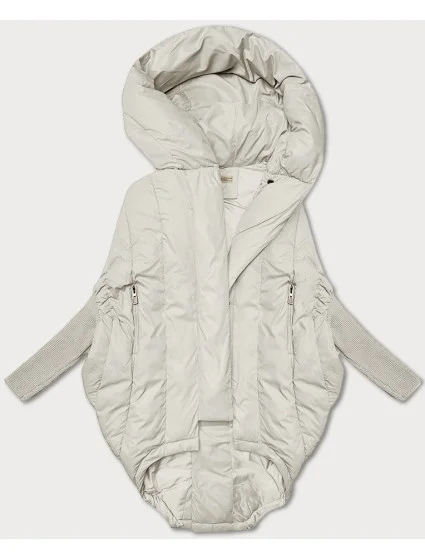 Dámská oversize bunda v barvě ecru s rukávy l 21248876 - WAY MODE