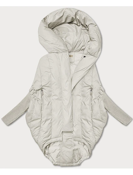 Dámská oversize bunda v barvě ecru s rukávy model 21248876 - WAY MODE Dámská oversize bunda v barvě ecru s rukávy model 21248876 - WAY MODE