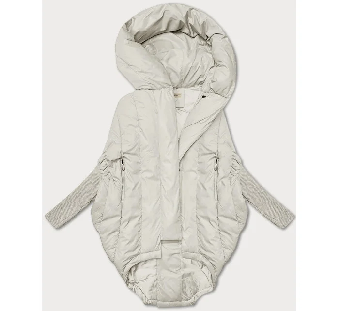 Dámská oversize bunda v barvě ecru s rukávy l 21248876 - WAY MODE