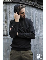 Men Pánská mikina s kapucí deep black model 22500486 - NEOBLU Men Pánská mikina s kapucí deep black model 22500486 - NEOBLU