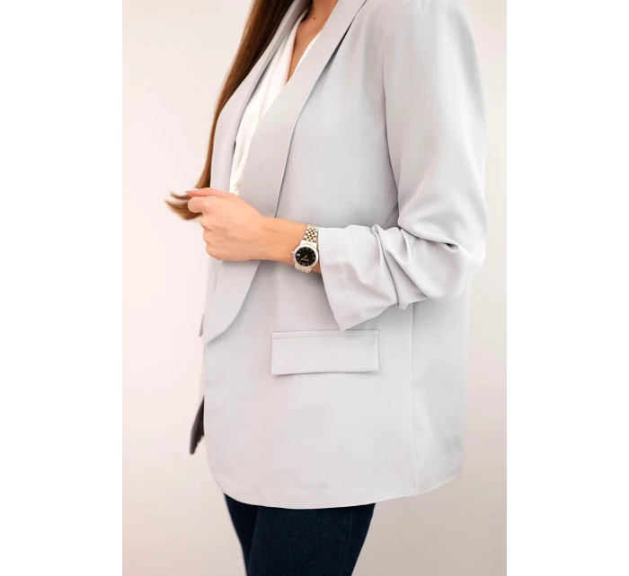 Šedé sako s klopami elegantní