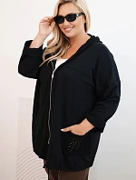 Dámská mikina Plus Size bavlněná oversize s dlouhým rukávem černá