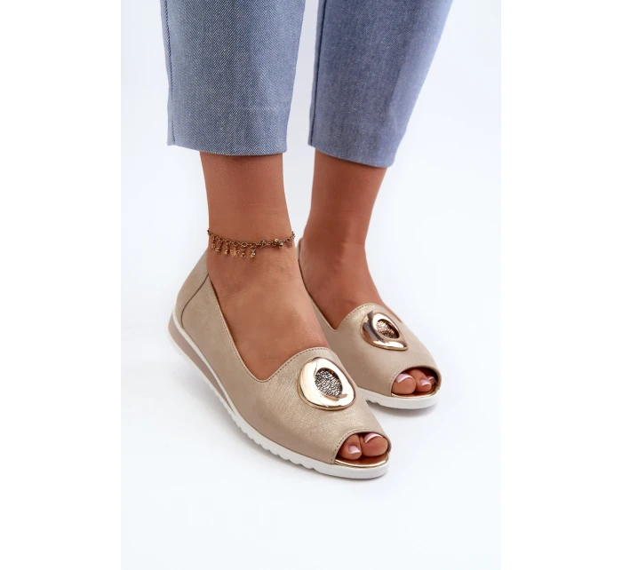 Dámské lodičky s ozdobou z ekokože zlaté Biolita