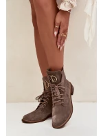 semišové workery s zlatým detailem na tmavě béžové model 21707504 - Zazoo semišové workery s zlatým detailem na tmavě béžové model 21707504 - Zazoo