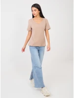 T shirt RV TS model 21888893 ciemny bezowy - FPrice T shirt RV TS model 21888893 ciemny bezowy - FPrice