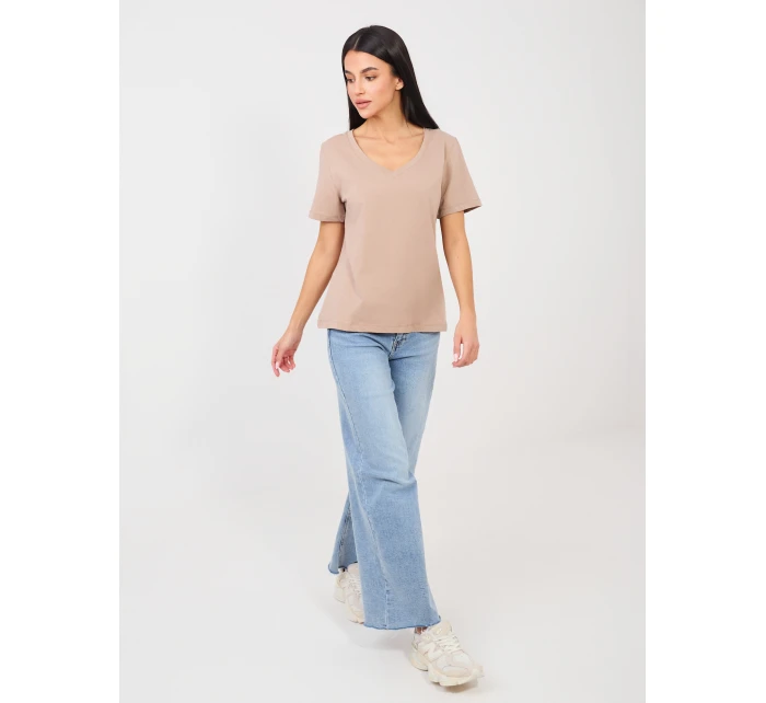 T shirt RV TS model 21888893 ciemny bezowy - FPrice T shirt RV TS model 21888893 ciemny bezowy - FPrice