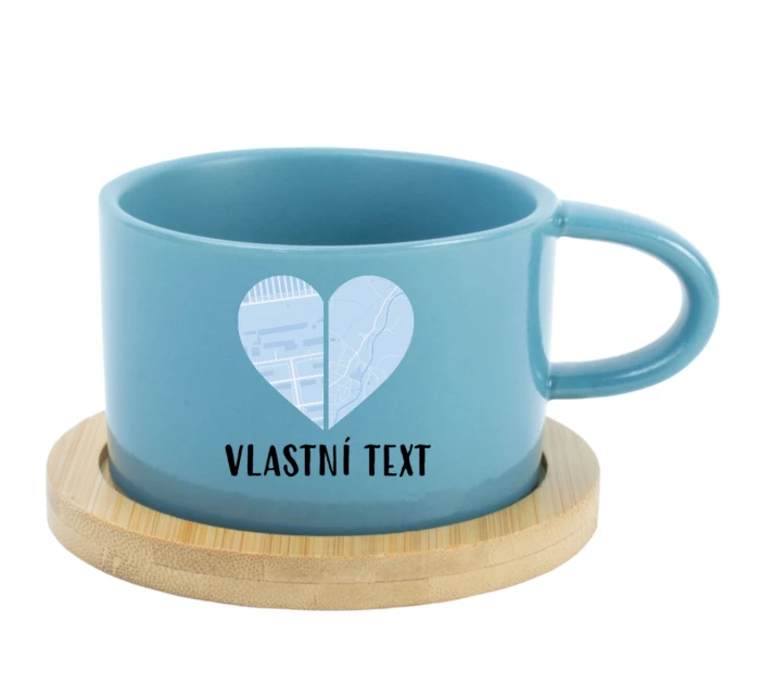 Personalizovaný keramický hrníček Makronka - dvě mapy jako srdce