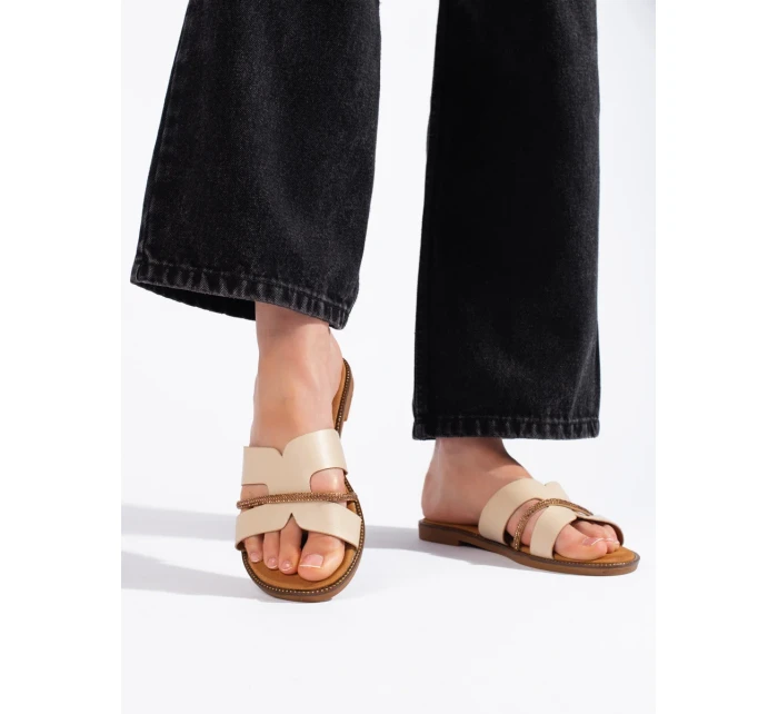 Výborné dámské sandály hnědé bez podpatku Výborné dámské sandály hnědé bez podpatku