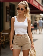 Dámské džínové šortky s vysokým pasem, béžové, FashionStreet SY0551