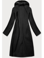 Dlouhý černý kabát s límcem model 15837919 - Ann Gissy