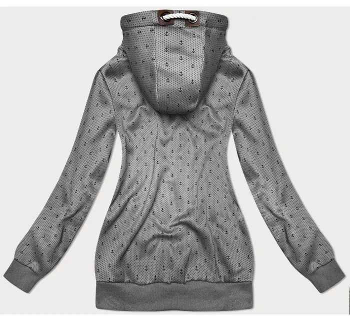 Šedá dámská rozepínací mikina se stahovacími lemy model 19678081 - 6&8 Fashion