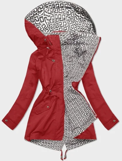 Tenká červená bunda parka s ozdobným lemováním model 19767196 - J.STYLE Tenká červená bunda parka s ozdobným lemováním model 19767196 - J.STYLE
