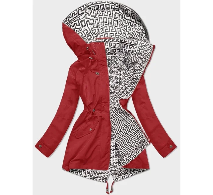 Tenká červená bunda parka s ozdobným lemováním model 19767196 - J.STYLE Tenká červená bunda parka s ozdobným lemováním model 19767196 - J.STYLE