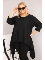 Dámská tunika Plus Size bavlněná s asymetrickým střihem černá Dámská tunika Plus Size bavlněná s asymetrickým střihem černá