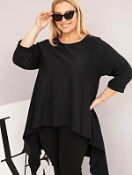 Dámská tunika Plus Size bavlněná s asymetrickým střihem černá