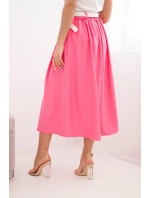 Dámská viskózová sukně s páskem a záhyby růžová