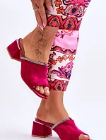 Semišové pantofle na vysokém podpatku S.Barski KV-612-2 Fuchsia