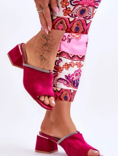 Semišové pantofle na vysokém podpatku S.Barski KV-612-2 Fuchsia