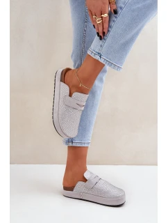 Dámské Pantofle Zdobené Kryštály Na Platformě Šedé Deorani