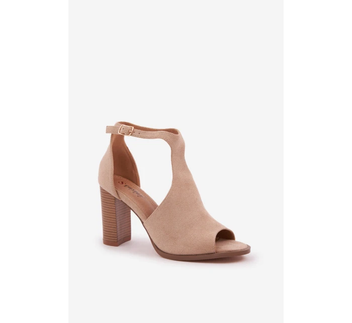 Sandály Na Podpatku Z Eko Semiše Béžové Lanadriena Sandály Na Podpatku Z Eko Semiše Béžové Lanadriena