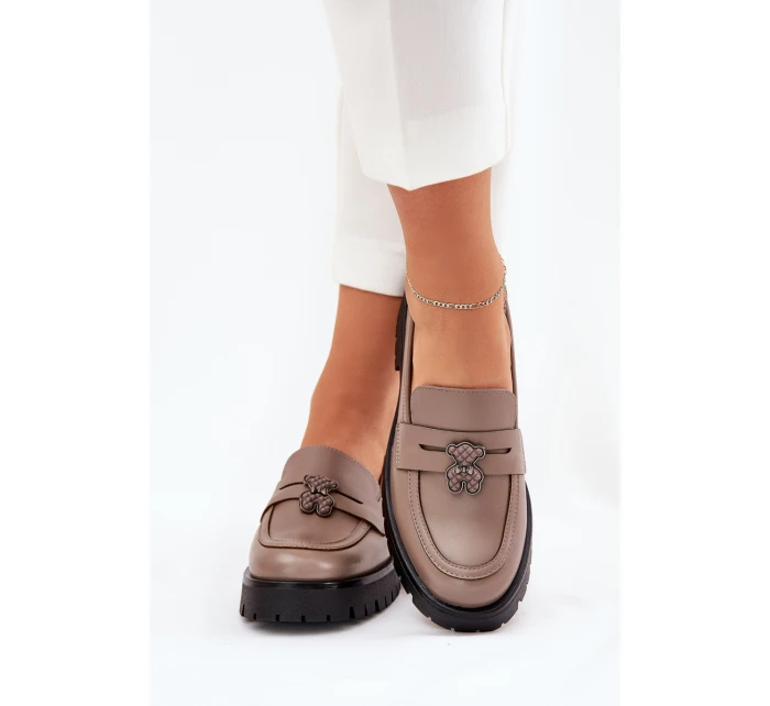 Kožené Dámské Mokasíny S   Béžové model 21690639 - VINCEZA